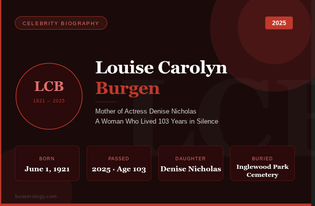 Louise Carolyn Burgen mother of Denise Nicholas actress biography 2025 legacy family story