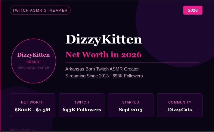 DizzyKitten Brandi net worth 2026 Arkansas Twitch streamer ASMR DizzyCats real income breakdown